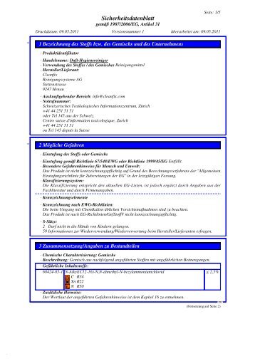 Sicherheitsdatenblatt - Cleanfix AG