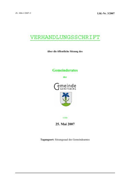 VERHANDLUNGSSCHRIFT - Geretsberg