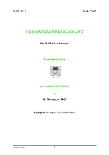 VERHANDLUNGSSCHRIFT - Geretsberg