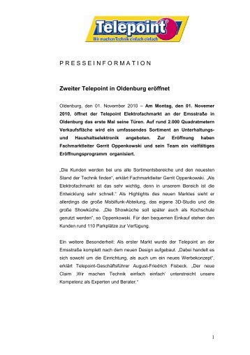 Eröffnung Telepoint Oldenburg - Bünting-Unternehmensgruppe
