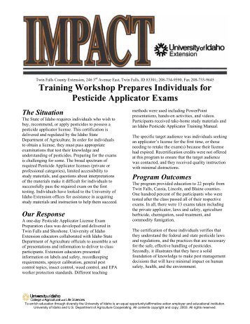 Training Workshop Prepares Individuals for Pesticide Applicator ...
