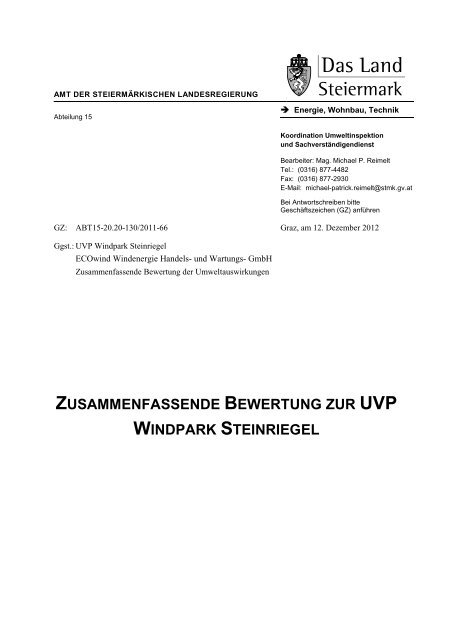 Zusammenfassende Bewertung Zur Uvp Windpark