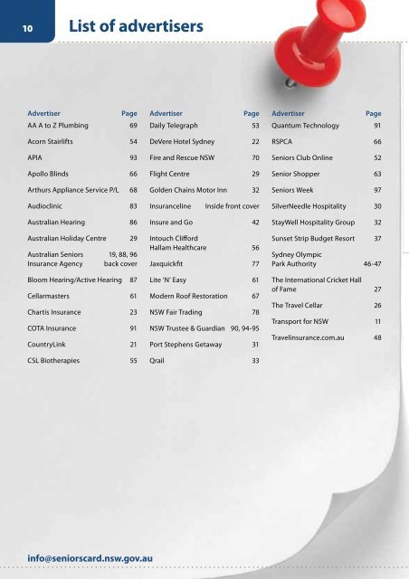 Southern Directory - Seniors Card - NSW Government