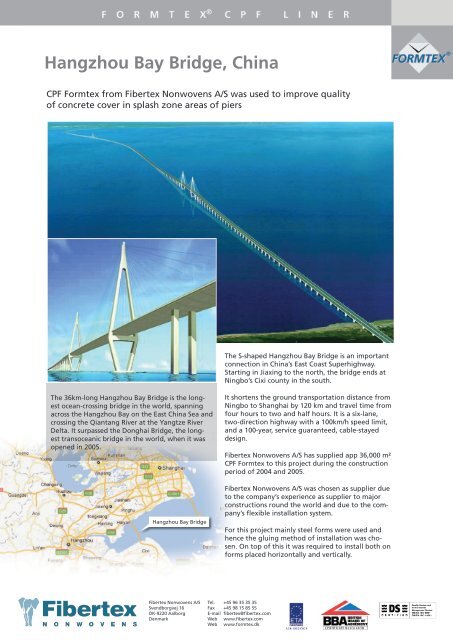 Hangzhou Bay Bridge, China - Fibertex AS