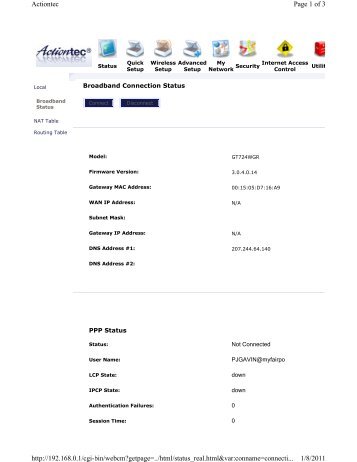 Page 1 of 3 Actiontec 1/8/2011 http://192.168.0.1/cgi-bin/webcm ...