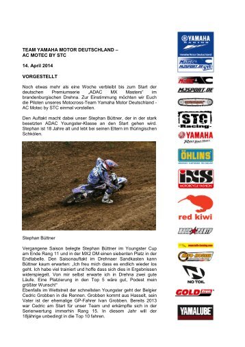 Pressemitteilung Yamaha Motor Deutschland AC MoTec by STC April 2014