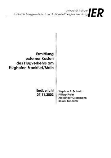 Ermittlung externer Kosten des Flugverkehrs am Flughafen Frankfurt ...