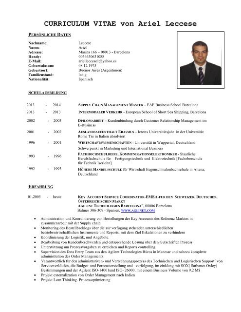 CURRICULUM VITAE von Ariel Leccese