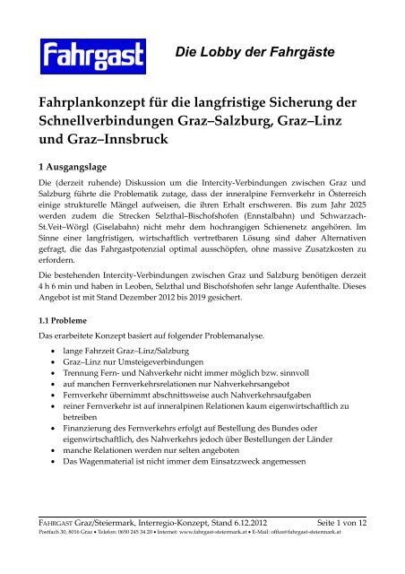 Die Lobby der Fahrgäste - FAHRGAST Steiermark