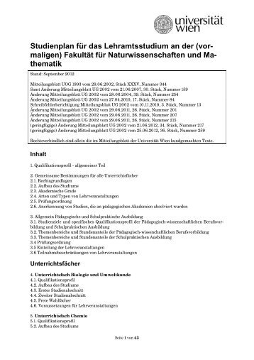 Curriculum/Studienplan - Student Point - UniversitÃ¤t Wien