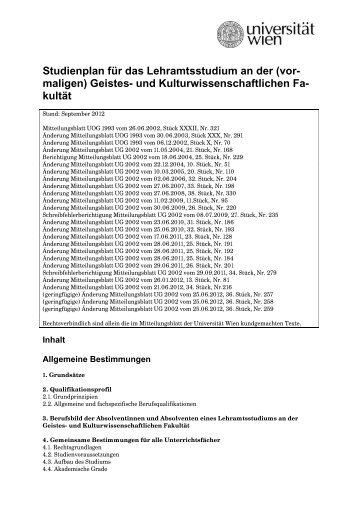 Curriculum/Studienplan - Student Point - UniversitÃ¤t Wien