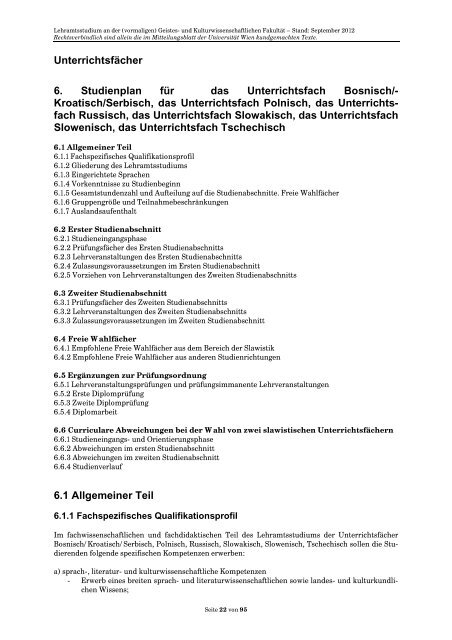 Curriculum/Studienplan - Student Point - UniversitÃ¤t Wien