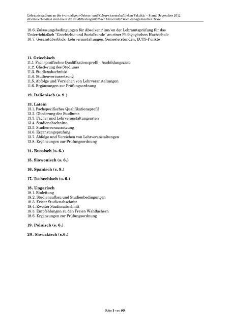 Curriculum/Studienplan - Student Point - UniversitÃ¤t Wien