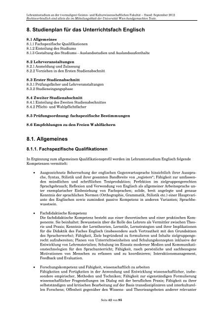 Curriculum/Studienplan - Student Point - UniversitÃ¤t Wien