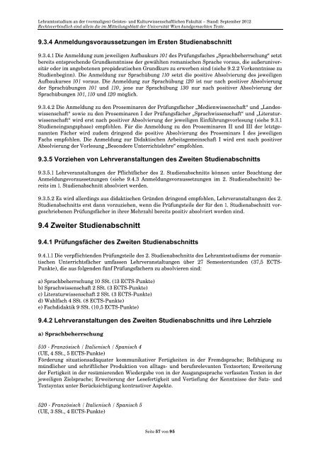 Curriculum/Studienplan - Student Point - UniversitÃ¤t Wien