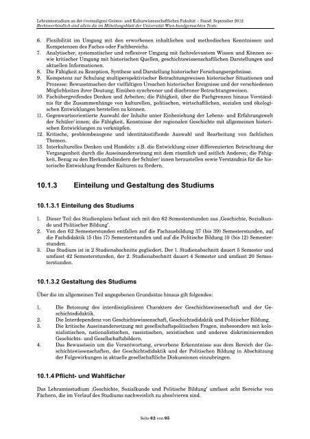 Curriculum/Studienplan - Student Point - UniversitÃ¤t Wien