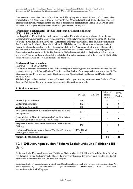 Curriculum/Studienplan - Student Point - UniversitÃ¤t Wien