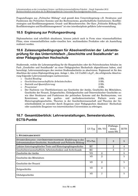 Curriculum/Studienplan - Student Point - UniversitÃ¤t Wien