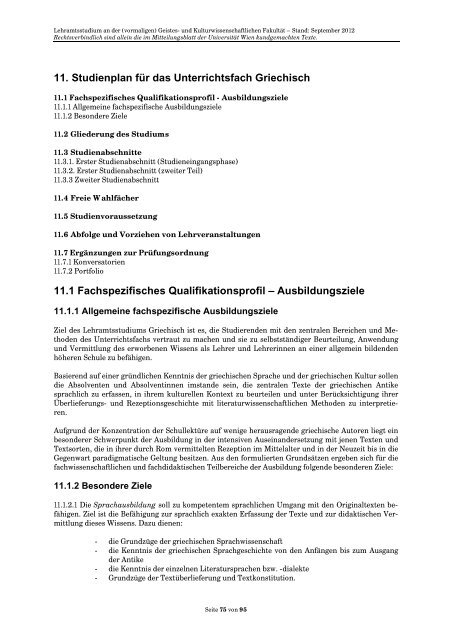 Curriculum/Studienplan - Student Point - UniversitÃ¤t Wien