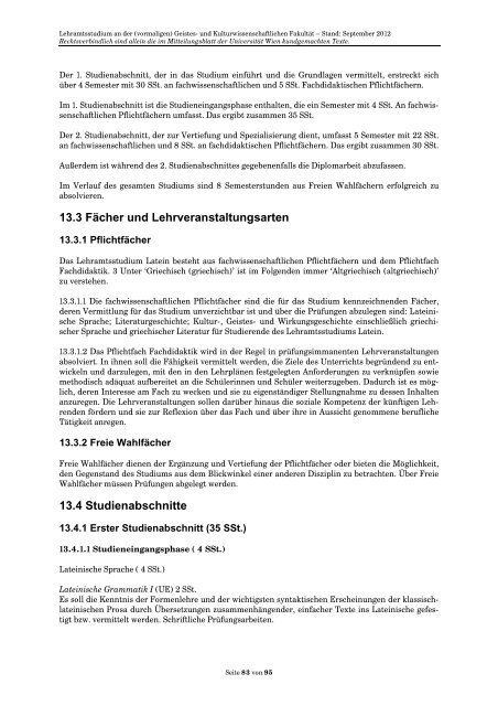 Curriculum/Studienplan - Student Point - UniversitÃ¤t Wien