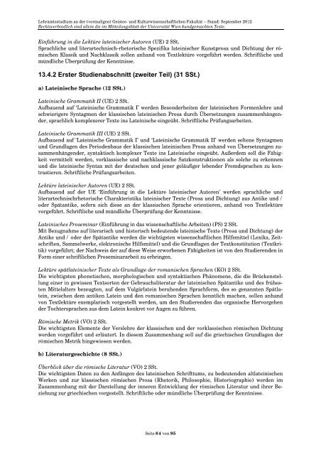 Curriculum/Studienplan - Student Point - UniversitÃ¤t Wien