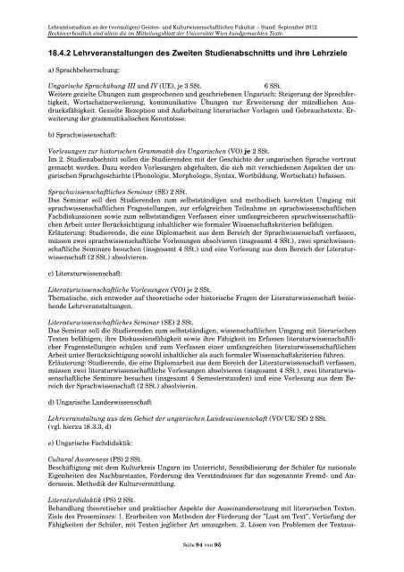 Curriculum/Studienplan - Student Point - UniversitÃ¤t Wien