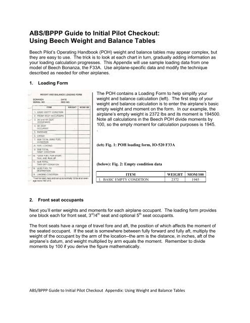 Weight And Balance Chart