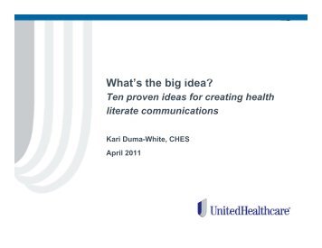 What's the Big Idea? 10 Proven Ideas for Creating Healt Literate ...