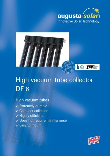 High vacuum tube collector DF 6 - augusta solar