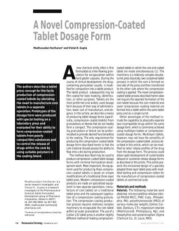 A Novel Compression-Coated Tablet Dosage Form