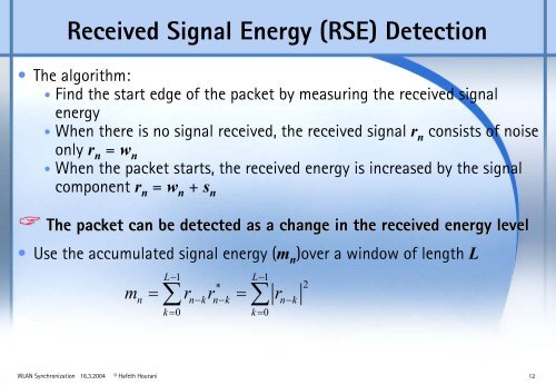 Synchronization in WLAN