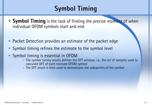 Synchronization in WLAN