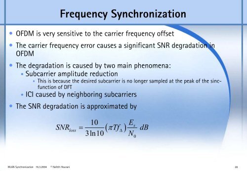 Synchronization in WLAN