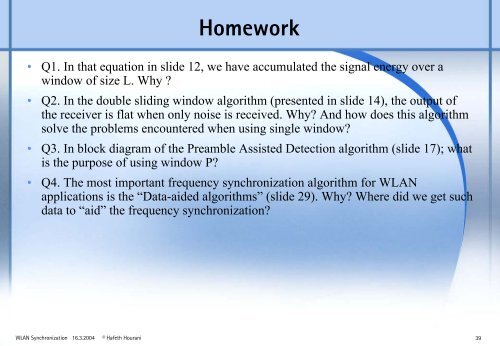 Synchronization in WLAN