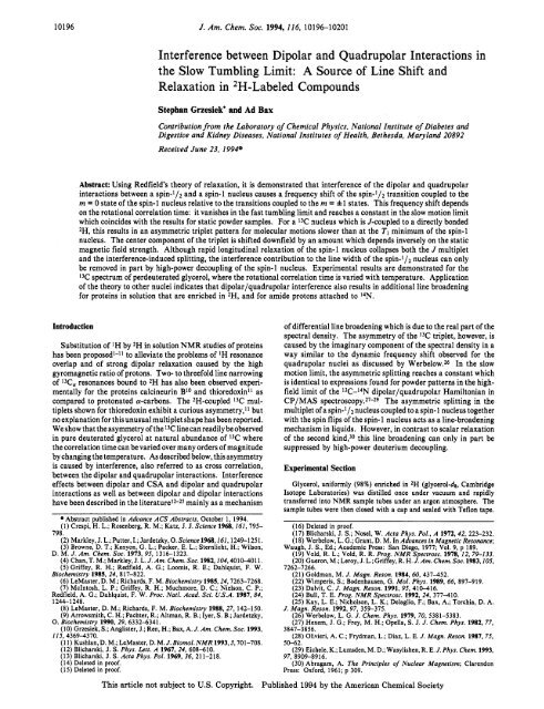 Interference between Dipolar and Quadrupolar ... - Biozentrum