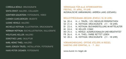 ZUSAMMENFLUSS FLYER .indd - Kunst in Riegel am Kaiserstuhl