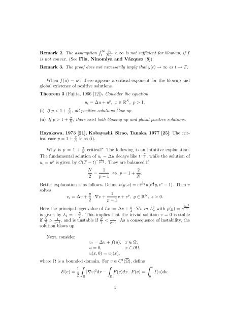 Blow-up of Solutions of Semilinear Parabolic Equations