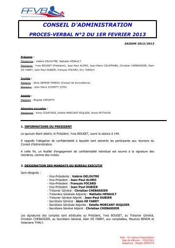 PV 2 - 1er février 2013 - Extranet FFVB