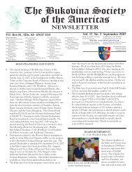 NEWSLETTER - Bukovina Society of the Americas