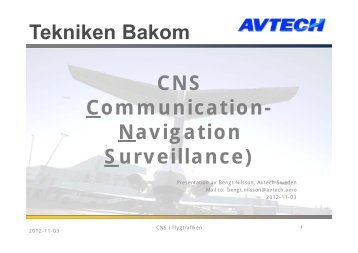 CNS Communication- Navigation Surveillance) Tekniken Bakom