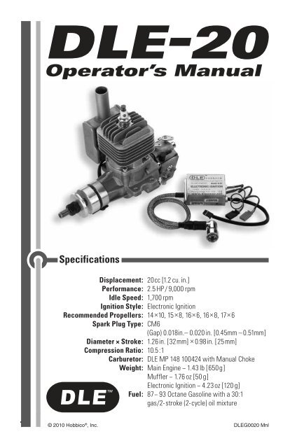 DLE-20 Operator's Manual - Hobbico