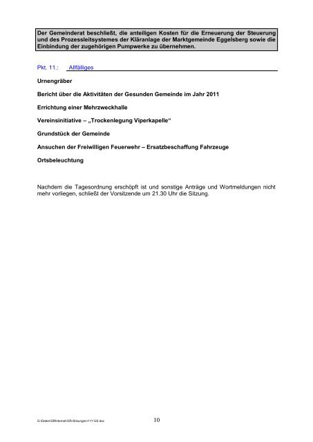 Gemeinderatssitzungsprotokoll 4/2011 (316 KB) - .PDF - Geretsberg