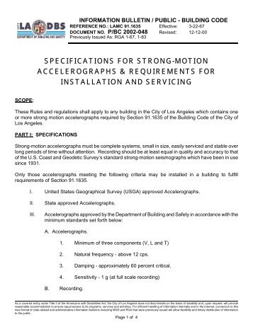 IB-P-BC 2002-048 Strong Motion Accelerographs - ladbs