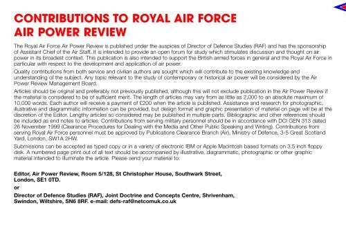 THE RAF AIR POWER REVIEW - Royal Air Force Centre for Air ...