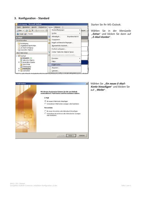 GroupWise-Outlook-Connector Installation und Konfiguration