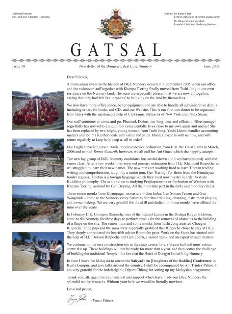 Gatsal Teaching Newsletters Colour - The Official Tenzin Palmo ...