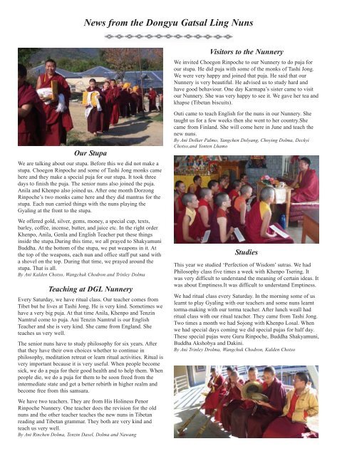 Gatsal Teaching Newsletters Colour - The Official Tenzin Palmo ...