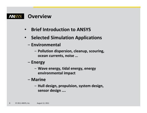 ANSYS Applications in Ocean Science and Engineering