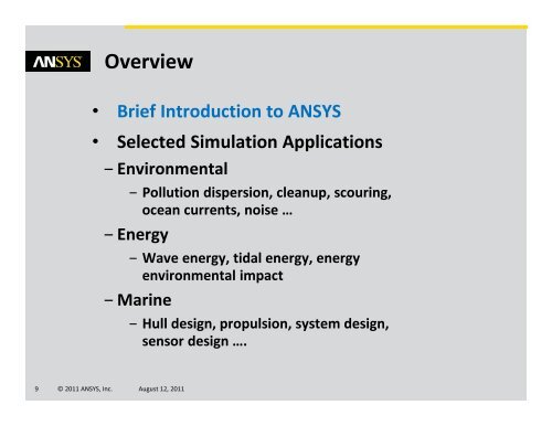 ANSYS Applications in Ocean Science and Engineering