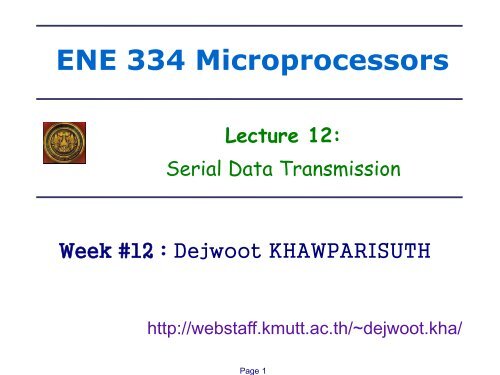 Programming The MCS-51: Subroutines (L12) - Webstaff.kmutt.ac.th ...